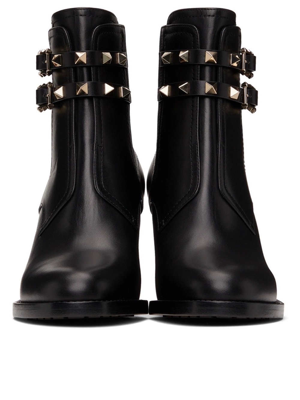 NWOB Valentino Garavani leather double strap rockstud black Boots size 38 1/2